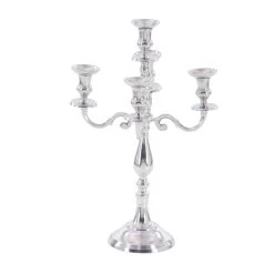 New 😀 Silver Aluminum Traditional Candlestick Holders, 24" x 16" x 16" by Ivory and Iris 🎉 -Cheap Ivory and Iris Store D400630S 3