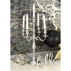 New 😀 Silver Aluminum Traditional Candlestick Holders, 24" x 16" x 16" by Ivory and Iris 🎉 -Cheap Ivory and Iris Store D400630S 7