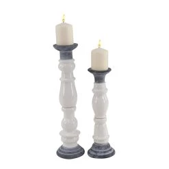 Best reviews of ⌛ White & Dark Gray Stoneware Country Candle Holder Set by Ivory and Iris 👏