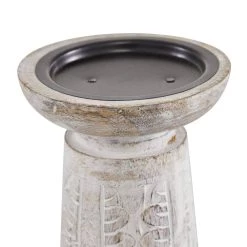 Outlet 🔥 White Mango Wood Natural Candle Holder Set by Ivory and Iris 🔥 -Cheap Ivory and Iris Store D400633S 3