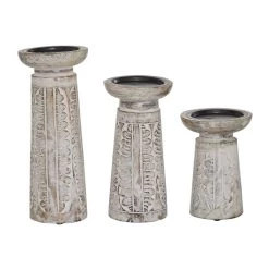 Outlet 🔥 White Mango Wood Natural Candle Holder Set by Ivory and Iris 🔥 -Cheap Ivory and Iris Store D400633S 5