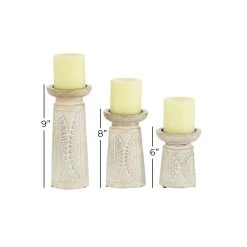 Outlet 🔥 White Mango Wood Natural Candle Holder Set by Ivory and Iris 🔥 -Cheap Ivory and Iris Store D400633S 6