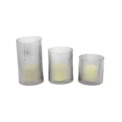 Deals ✨ Set of 3 Clear Glass Traditional Candle Holder, 5", 7", 9" by Ivory and Iris ⭐