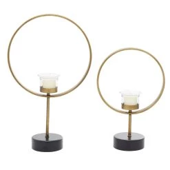 Best Pirce 😍 Gold Metal Contemporary Candle Holder Set by Ivory and Iris ⌛