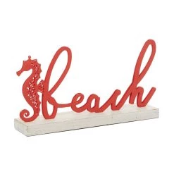 Promo ✔️ 19" Red Coastal Beach Sign by Ivory and Iris 🥰