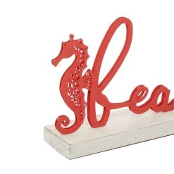 Promo ✔️ 19" Red Coastal Beach Sign by Ivory and Iris 🥰 -Cheap Ivory and Iris Store D401166S 4