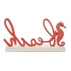 Promo ✔️ 19" Red Coastal Beach Sign by Ivory and Iris 🥰 -Cheap Ivory and Iris Store D401166S 6