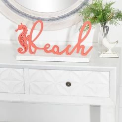 Promo ✔️ 19" Red Coastal Beach Sign by Ivory and Iris 🥰 -Cheap Ivory and Iris Store D401166S 8