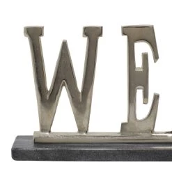 Cheapest 🎁 21" Silver Welcome Glam Decorative Sign by Ivory and Iris 🔥 -Cheap Ivory and Iris Store D401174S 5