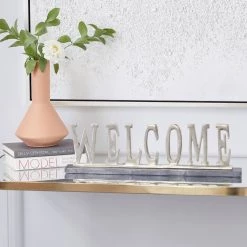 Cheapest 🎁 21" Silver Welcome Glam Decorative Sign by Ivory and Iris 🔥 -Cheap Ivory and Iris Store D401174S 8
