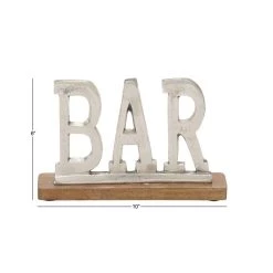 Deals ✨ 10" Silver Aluminum Glam Bar Tabletop Sign by Ivory and Iris 🎁 -Cheap Ivory and Iris Store D401187S 7