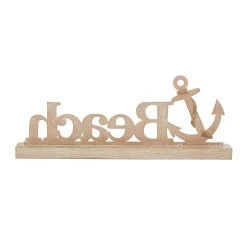 Deals 🛒 23" Brown Wood Coastal Beach Tabletop Sign by Ivory and Iris 😍 -Cheap Ivory and Iris Store D401195S 5