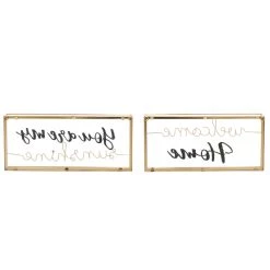 Wholesale 🎁 Gold Metal Contemporary Wall Sign Set by Ivory and Iris 🎉 -Cheap Ivory and Iris Store D401197S 5