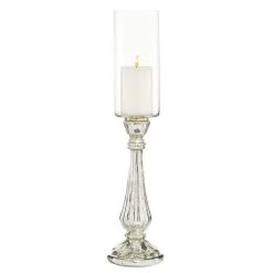 Flash Sale ❤️ 21" Silver Glass Traditional Candle Holder by Ivory and Iris 🌟