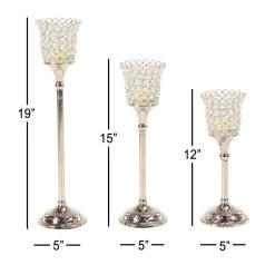 New π Set of 3 Silver Aluminum Glam Hurricane Lamp, 12", 15", 19" by Ivory and Iris π€© 12 New π Set of 3 Silver Aluminum Glam Hurricane Lamp, 12", 15", 19" by Ivory and Iris π€© -Cheap Ivory and Iris Store D401514S 6