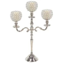 Promo 🔔 Silver Aluminum Glam Candle Holder, 22" x 14" x 5" by Ivory and Iris 🔥
