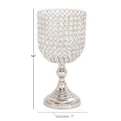 Best Sale 🔥 Clear Aluminum and Crystal Glam Candle Holder, 14" x 7" x 7" by Ivory and Iris ❤️ -Cheap Ivory and Iris Store D401517S 4