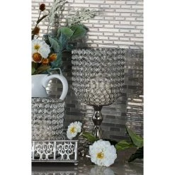 Best Sale 🔥 Clear Aluminum and Crystal Glam Candle Holder, 14" x 7" x 7" by Ivory and Iris ❤️ -Cheap Ivory and Iris Store D401517S 5