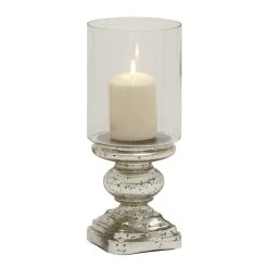 Best reviews of 😍 14" Silver Glass Traditional Candle Holder by Ivory and Iris ⭐