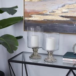 Outlet 🎁 Set of 2 Clear Glass Vintage Hurricane Lamp, 10", 12" by Ivory and Iris 🔥 -Cheap Ivory and Iris Store D401534S 6