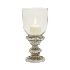 Discount 👍 14" Silver Glass Traditional Candle Holder by Ivory and Iris ⭐
