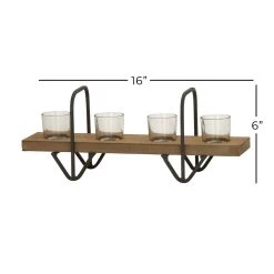Budget 😉 Brown Wood and Glass Industrial Candle Holder, 6" x 16" x 4" by Ivory and Iris 🥰 -Cheap Ivory and Iris Store D401539S 5