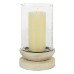 Discount 👍 10" Cream Wood Traditional Candle Holder by Ivory and Iris ✔️