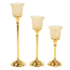 Deals β¨ Set of 3 Gold Aluminum Glam Hurricane Lamp, 12", 15", 19" by Ivory and Iris π