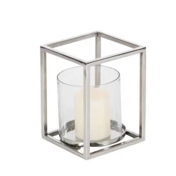 Buy βοΈ Clear Stainless Steel Modern Candle Holder, 8" x 6" x 6" by Ivory and Iris π