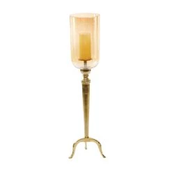Flash Sale ✨ 34" Gold Aluminum & Glass Traditional Candlestick Holder by Ivory and Iris ✔️