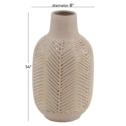 Hot Sale 👍 14" Brown Stoneware Eclectic Vase by Ivory and Iris 🔥 -Cheap Ivory and Iris Store D401576S 4