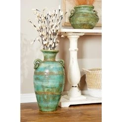 Cheap 😀 23" Green Ceramic Rustic Vase by Ivory and Iris 🎁 -Cheap Ivory and Iris Store D401578S 7