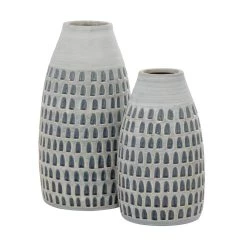 New ❤️ Gray Ceramic Contemporary Vase Set by Ivory and Iris 👍