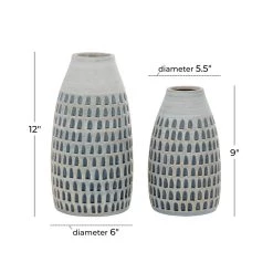 New ❤️ Gray Ceramic Contemporary Vase Set by Ivory and Iris 👍 -Cheap Ivory and Iris Store D401580S 6