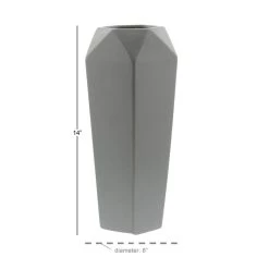 Hot Sale 🔥 14" Light Gray Matte Stoneware Contemporary Vase by Ivory and Iris 🤩 -Cheap Ivory and Iris Store D401582S 4
