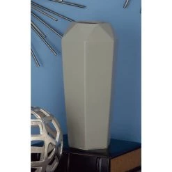Hot Sale 🔥 14" Light Gray Matte Stoneware Contemporary Vase by Ivory and Iris 🤩 -Cheap Ivory and Iris Store D401582S 5