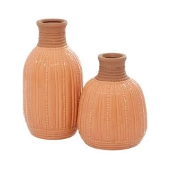 Hot Sale 🥰 Peach Colored Ceramic Modern Vase Set by Ivory and Iris ✔️