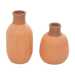 Hot Sale 🥰 Peach Colored Ceramic Modern Vase Set by Ivory and Iris ✔️ -Cheap Ivory and Iris Store D401585S 3