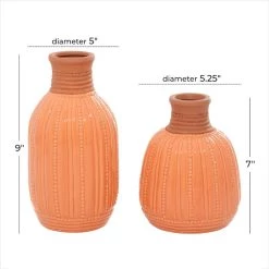 Hot Sale 🥰 Peach Colored Ceramic Modern Vase Set by Ivory and Iris ✔️ -Cheap Ivory and Iris Store D401585S 6