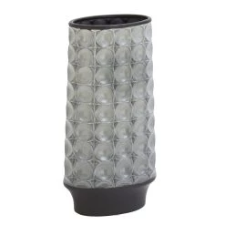 New ⭐ 14" Silver Stoneware Vintage Vase by Ivory and Iris ⭐