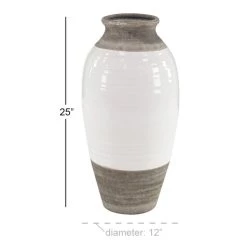 Coupon 🤩 25" Gray Stoneware Coastal Style Vase by Ivory and Iris 🤩 -Cheap Ivory and Iris Store D401589S 3