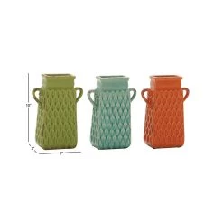 Best reviews of 🥰 10" Multicolored Stoneware Vintage Vase Set by Ivory and Iris ❤️ -Cheap Ivory and Iris Store D401594S 11