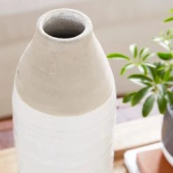 Best Sale 😀 Gray Stoneware Coastal Style Vase by Ivory and Iris 🧨 -Cheap Ivory and Iris Store D401600S 7