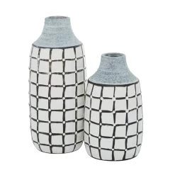 Discount 👍 White Ceramic Coastal Vase Set by Ivory and Iris 🤩