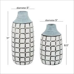 Discount 👍 White Ceramic Coastal Vase Set by Ivory and Iris 🤩 -Cheap Ivory and Iris Store D401617S 6