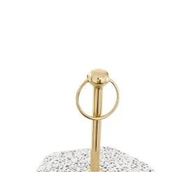Promo 🌟 White Stoneware & Aluminum 3 Tier Tray Stand by Ivory and Iris 🎉 -Cheap Ivory and Iris Store D401713S 4