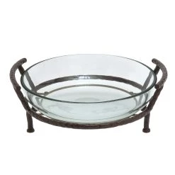 Budget β Clear Glass and Metal Modern Serving Stand, 7" x 19" x 16" by Ivory and Iris π