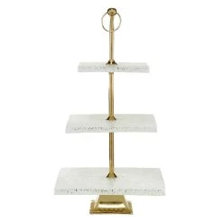 Brand new 😉 White Marble & Aluminum 3 Tier Tray Stand by Ivory and Iris 💯