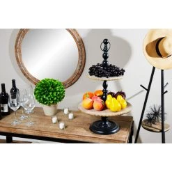 Coupon 🌟 Black Wood & Iron Rustic 2 Tier Tray Stand by Ivory and Iris ⌛ -Cheap Ivory and Iris Store D401737S 6