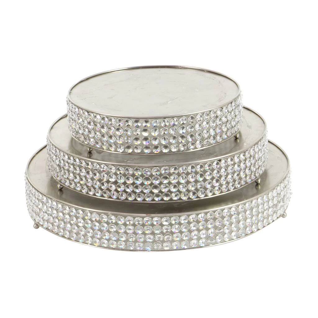 Best Sale π Glam Round Silver Metal and Glass Bead Cake Stand, Set of 3, 3" by Ivory and Iris π 2 Best Sale π Glam Round Silver Metal and Glass Bead Cake Stand, Set of 3, 3" by Ivory and Iris π - Image 2